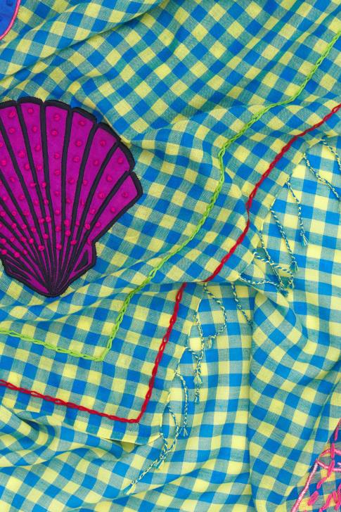 Bimba Y Lola бродиран гингам шал жълто аксесоари 28R6R633