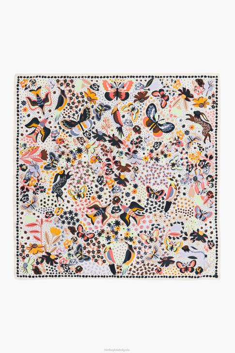 Bimba Y Lola цветя птици пеперуди шал бяло аксесоари 28R6R637