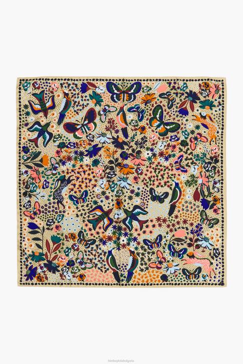 Bimba Y Lola цветя птици пеперуди шал шампанско аксесоари 28R6R638