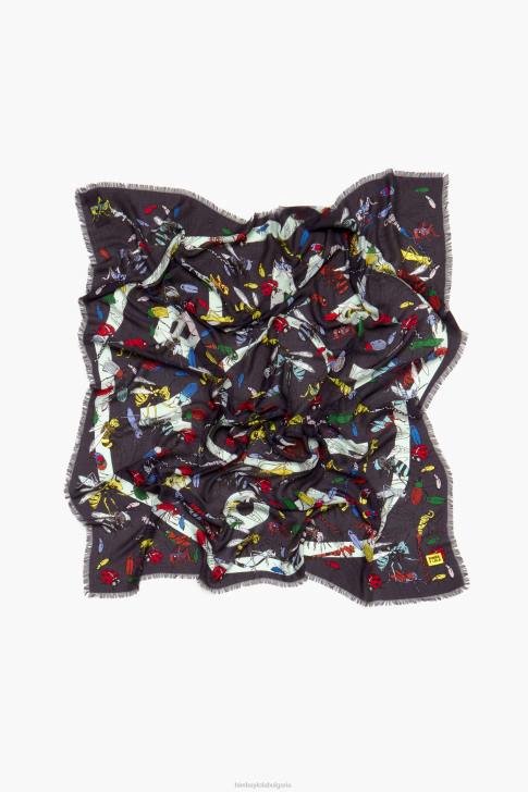 Bimba Y Lola насекоми и лого шал сиво аксесоари 28R6R640