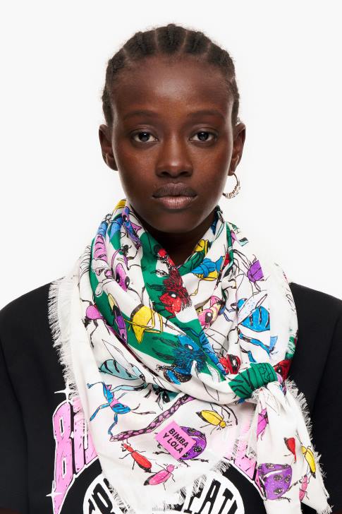 Bimba Y Lola насекоми и лого шал мръсно бял аксесоари 28R6R641