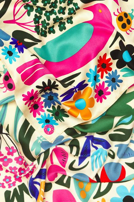 Bimba Y Lola животински шал с цветя аксесоари сметана 28R6R648