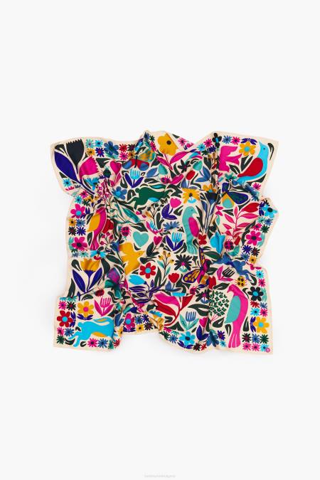 Bimba Y Lola животински шал с цветя аксесоари сметана 28R6R648