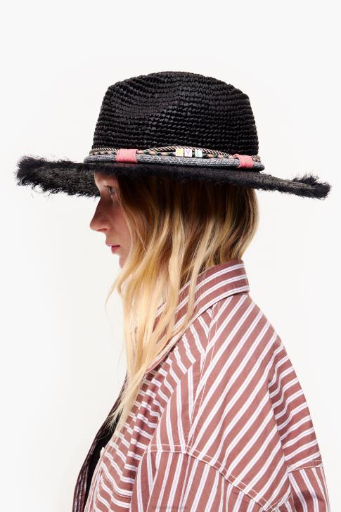 Bimba Y Lola шапка от рафия черен аксесоари 28R6R864