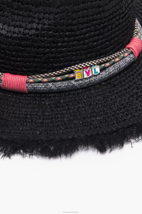Bimba Y Lola шапка от рафия черен аксесоари 28R6R864