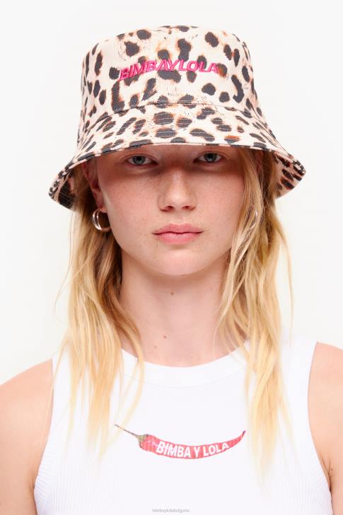 Bimba Y Lola памучна шапка с леопардов принт естествено аксесоари 28R6R866