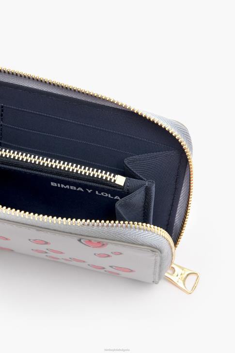 Bimba Y Lola светъл кожен портфейл с малки сърца сиво аксесоари 28R6R1065