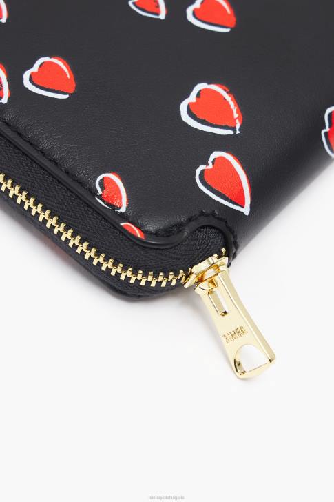 Bimba Y Lola кожен портфейл с малки сърца черен аксесоари 28R6R1066