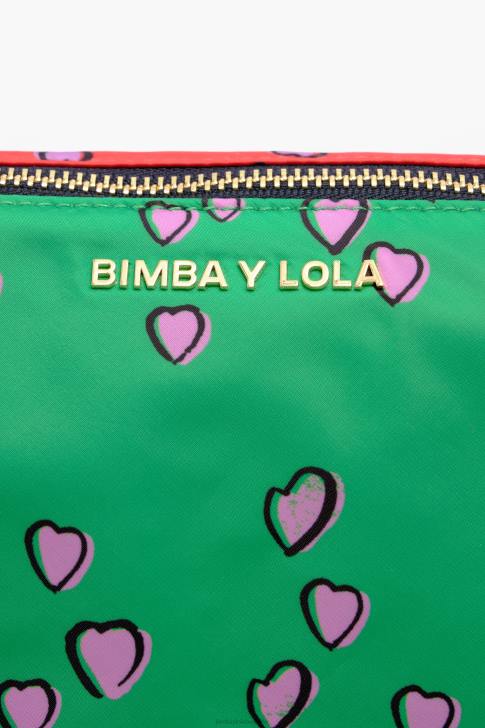 Bimba Y Lola голям куфар за гримове с щампа на сърца трапец зелен аксесоари 28R6R1083