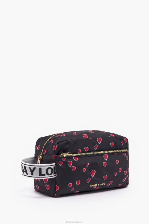 Bimba Y Lola голям правоъгълен куфар за грим с щампа на сърца черен аксесоари 28R6R1087
