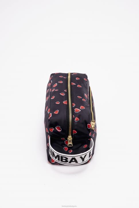 Bimba Y Lola голям правоъгълен куфар за грим с щампа на сърца черен аксесоари 28R6R1087