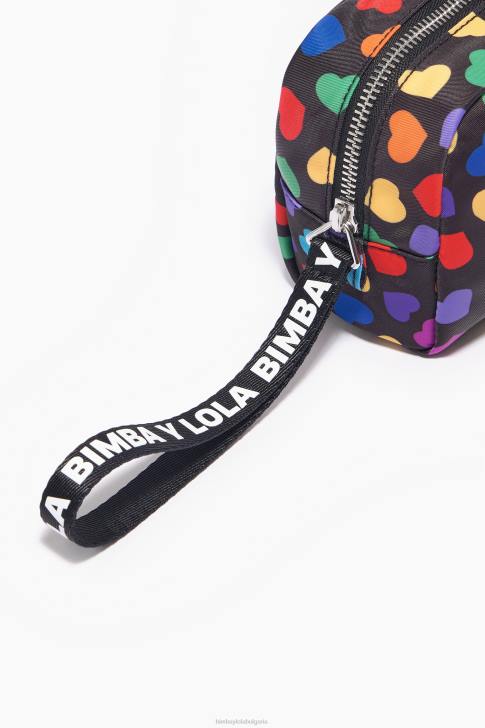 Bimba Y Lola найлонов калъф за грим тип полумесец с принт на сърца черен аксесоари 28R6R1118