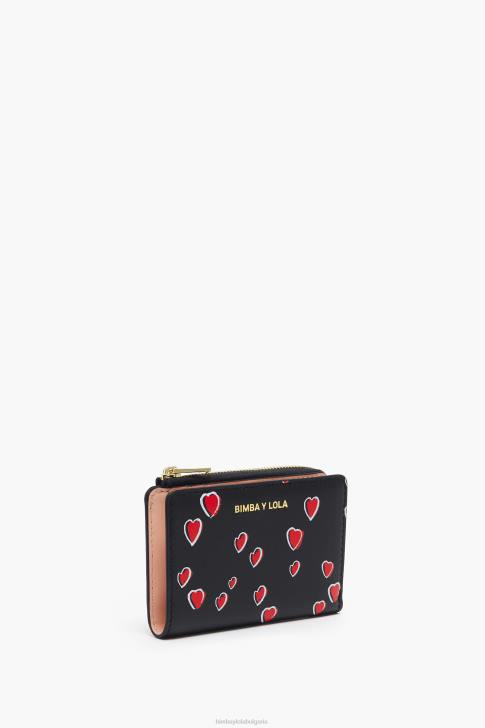 Bimba Y Lola кожена чанта с малки сърца черен аксесоари 28R6R1002