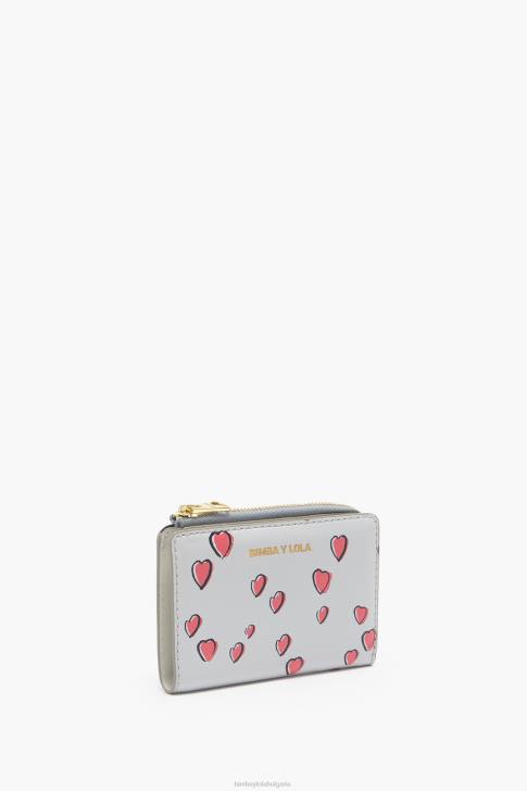 Bimba Y Lola кожена чанта с малки сърца сиво аксесоари 28R6R1003