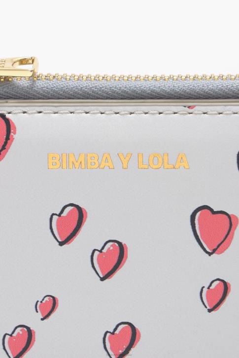 Bimba Y Lola кожена чанта с малки сърца сиво аксесоари 28R6R1003