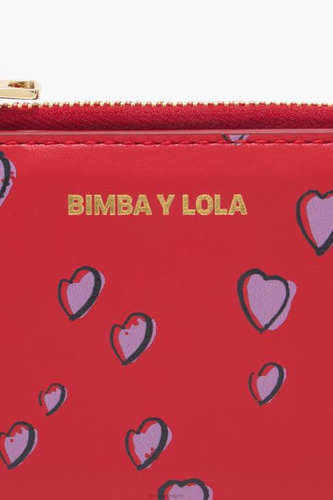 Bimba Y Lola кожено правоъгълно портмоне с малки сърца червен аксесоари 28R6R1004
