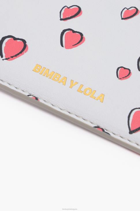Bimba Y Lola кожено портмоне с правоъгълен печат на малки сърца сиво аксесоари 28R6R1008