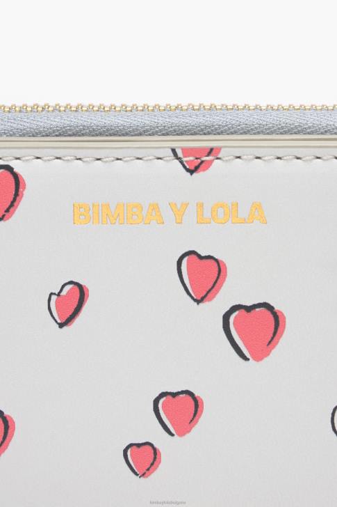 Bimba Y Lola кожена чанта с малки сърца сиво аксесоари 28R6R1010