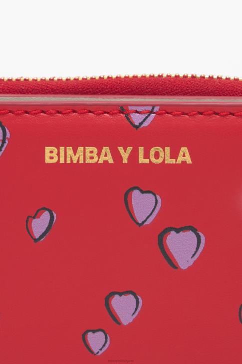 Bimba Y Lola кожена чанта с щампа на малки сърца червен аксесоари 28R6R1011