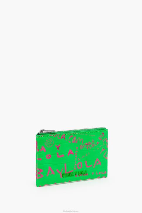 Bimba Y Lola портмоне с правоъгълна щампа на крокодил зелено аксесоари 28R6R1040