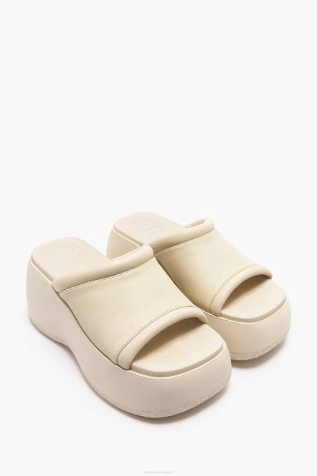 Bimba Y Lola кожени сандали на платформа крачна война слонова кост 28R6R566