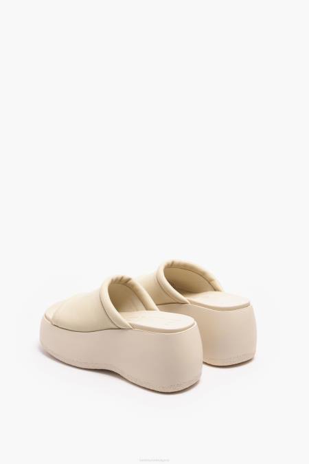 Bimba Y Lola кожени сандали на платформа крачна война слонова кост 28R6R566