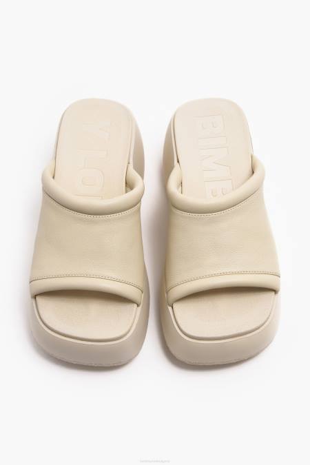 Bimba Y Lola кожени сандали на платформа крачна война слонова кост 28R6R566