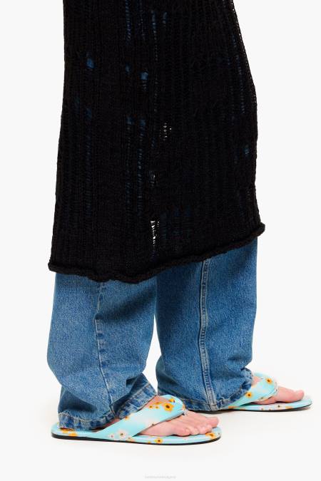 Bimba Y Lola тръбен плосък сандал с щампа на акрилни цветя крачна война син 28R6R571