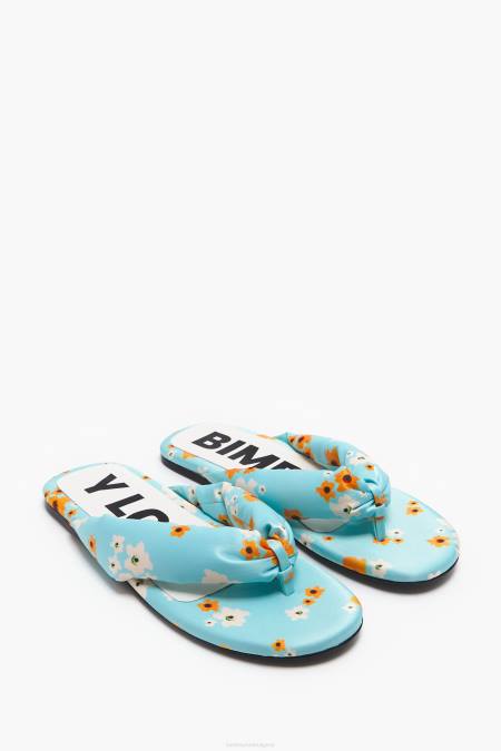 Bimba Y Lola тръбен плосък сандал с щампа на акрилни цветя крачна война син 28R6R571