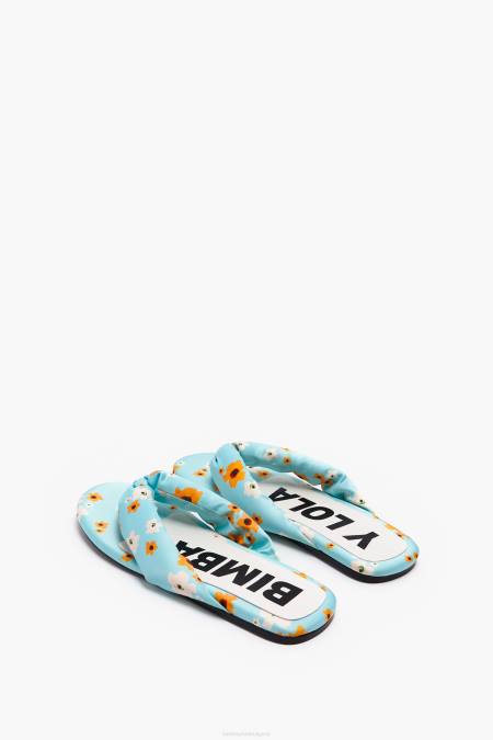 Bimba Y Lola тръбен плосък сандал с щампа на акрилни цветя крачна война син 28R6R571