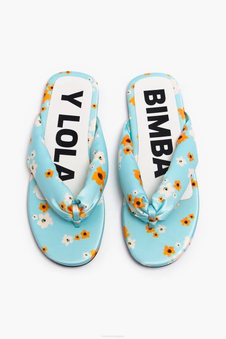 Bimba Y Lola тръбен плосък сандал с щампа на акрилни цветя крачна война син 28R6R571