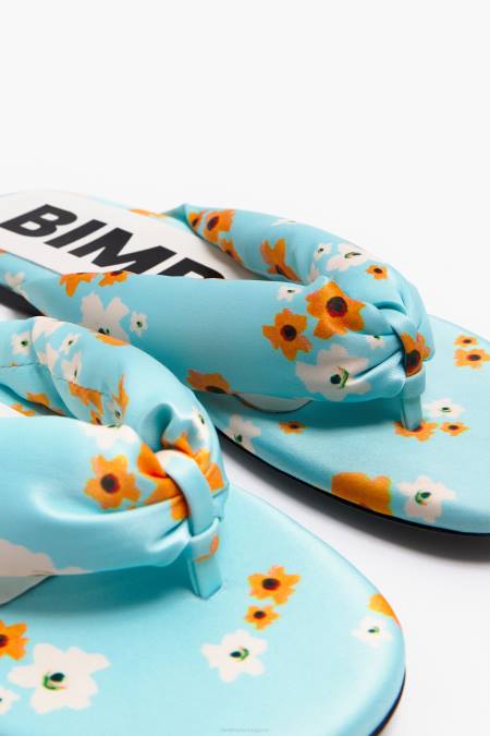 Bimba Y Lola тръбен плосък сандал с щампа на акрилни цветя крачна война син 28R6R571