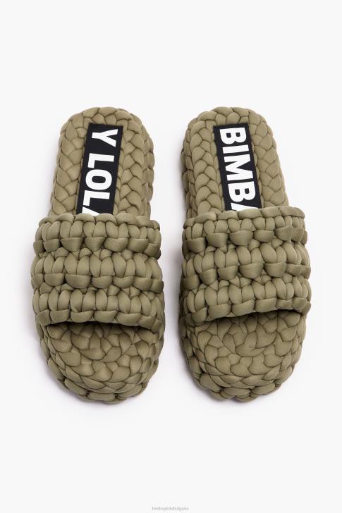 Bimba Y Lola плетен плосък сандал каки крачна война 28R6R572
