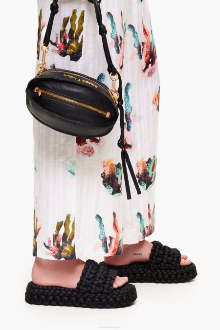 Bimba Y Lola плетен плосък сандал крачна война черен 28R6R573