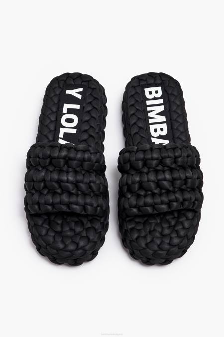 Bimba Y Lola плетен плосък сандал крачна война черен 28R6R573