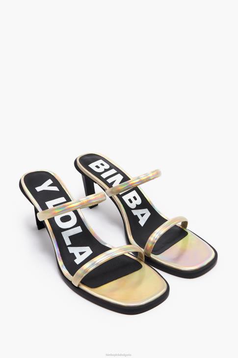 Bimba Y Lola кожен сандал на ток златист крачна война 28R6R574