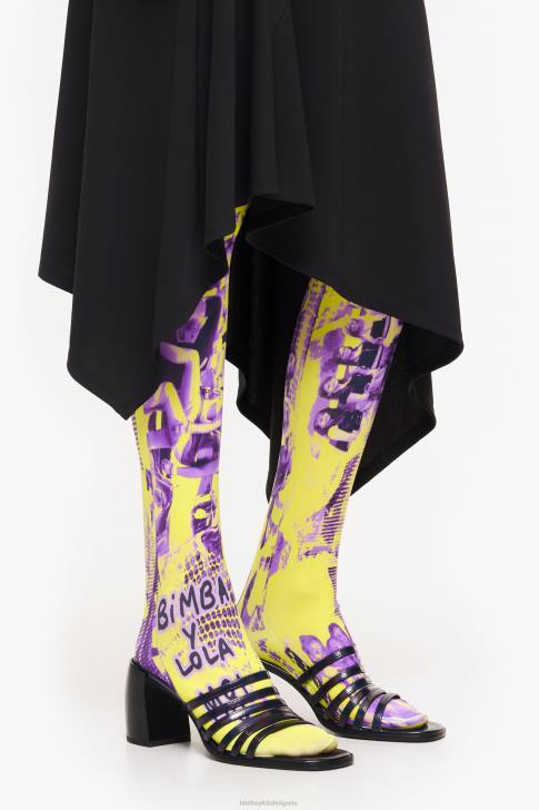 Bimba Y Lola кожен сандал на ток черен крачна война 28R6R575